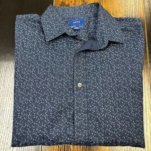 Apt. 9 Men's SLIM FIT Premier Flex Long Sleeve Blue‎ Paisley Shirt Large